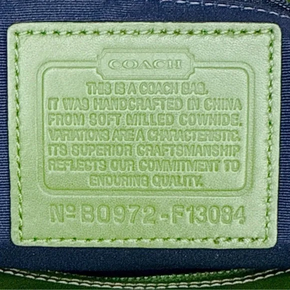 Coach Hamptons Green Pebbled Leather Braided Belt Satchel Handbag Y2K $398 - Picture 12 of 13